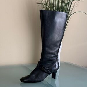 Knee High Boots Leather Joan and David Black Leather Boots Size 9